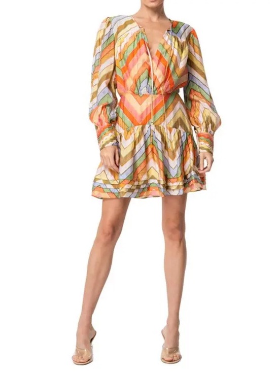 Ciebon Dresses & Skirts - Ciebon Emerie Chevron Stripe Multicolor Zig Zag Long Sleeve Minidress NEW